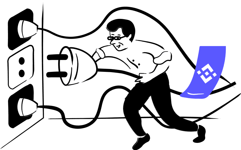 Man plugging in a giant power plug.