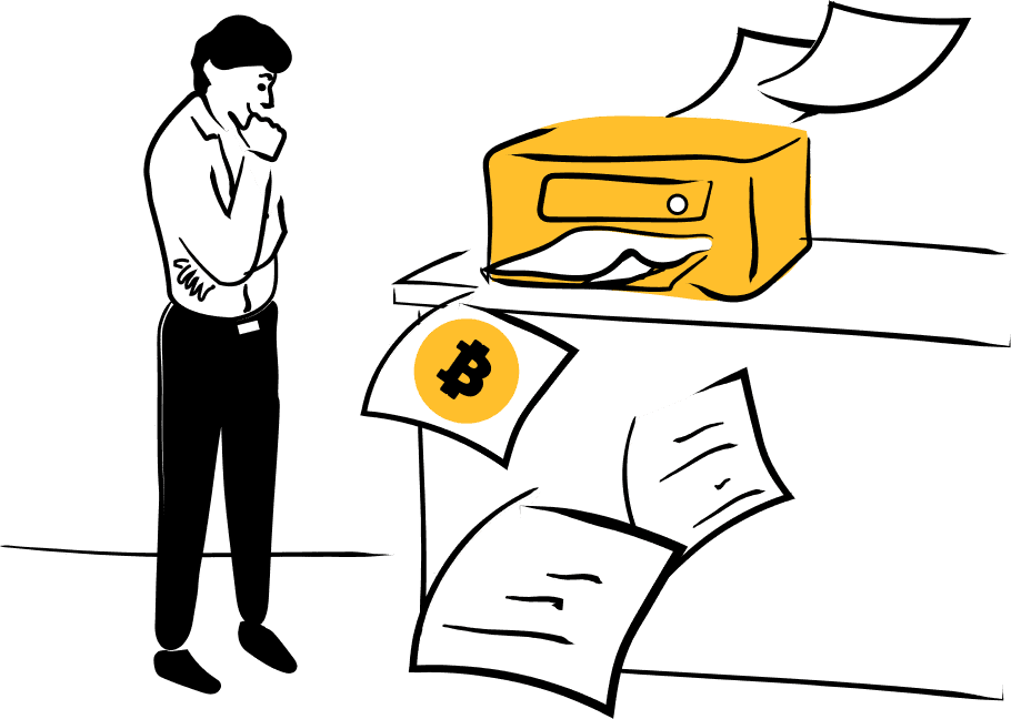 Man watching a printer working.